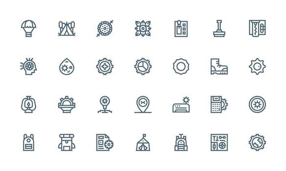 negrita línea íconos desde engranaje conjunto con 28 vectores tablero icono serie