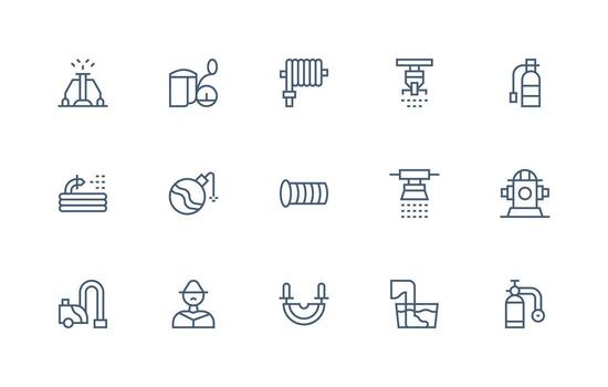 Hose Set with 15 Regular Line Icons Scalable Icon Pack vector