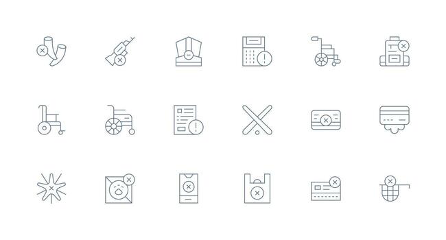 Invalid Set with 18 Minimal Line Icons Multi-Purpose Icon Set vector