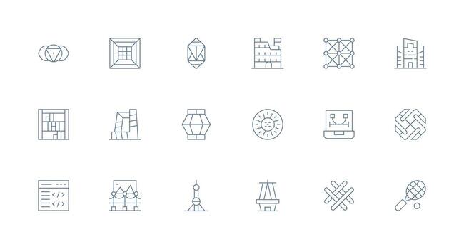 18 mínimo línea estilo íconos desde marco de referencia colección funcional icono serie vector