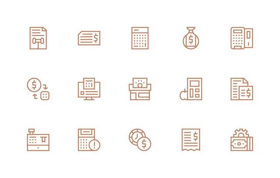 15 Icons for Accounting in Regular Line Format Professional Icon Set vector