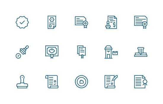 15 regular línea estilo íconos desde sello colección ui y ux enfocado icono colección vector