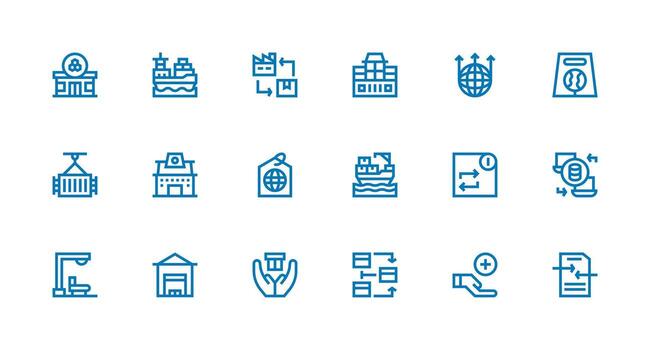 18 Icons for Import in Strong Stroke Line Format Lightweight Icon Series for Fast Prototypes vector