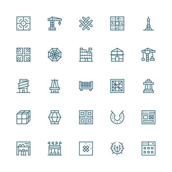 marco de referencia conjunto con 25 medio carrera contorno íconos detallado icono colección para diseño sistemas vector