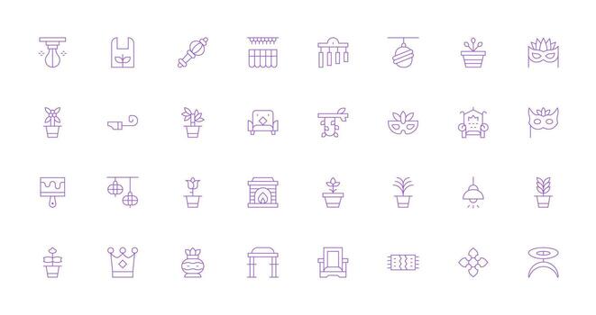 Decor Icon Set with 32 Thin Line Graphics Universal Icon Pack vector