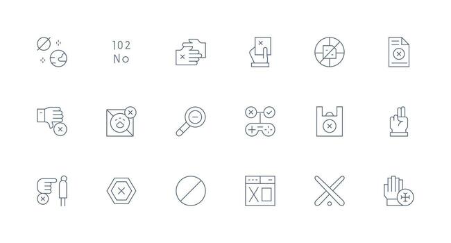negar presentando 18 íconos en mínimo línea diseño rápido acceso íconos para ui desarrollo vector