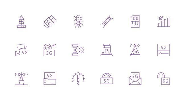 18 Minimal Line Designs for Cellular Icons Well-Structured Icons for Creative Use vector