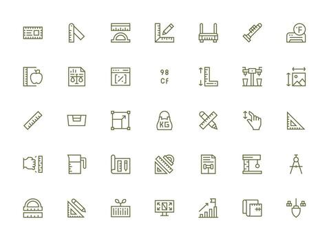 Scale Design Icons featuring 35 in Regular Clean Line Style Compact Icon Pack vector