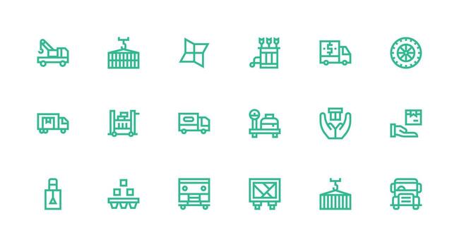 18 Strong Stroke Line Vectors for Transporting Theme Full Icon Library for UI Designers