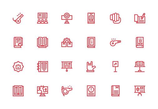 instrucción incluso 24 grueso línea línea ilustraciones multi-estilo icono colección vector