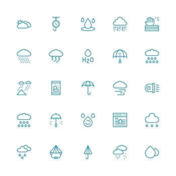 25 medio carrera contorno estilo íconos desde lluvia colección web y aplicación icono paquete colección vector