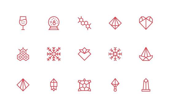 cristal diseño íconos presentando 15 en regular línea estilo estándar icono paquete vector