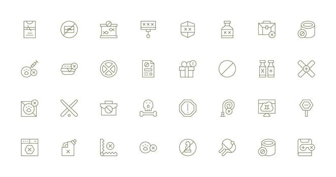 Thin Line Icons from Not Allowed Set with 32 Vectors Icon Set