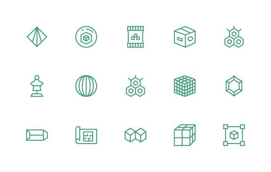 Regular Line Style 3D Icons with 15 Vectors Neutral Style Icons for Any Project