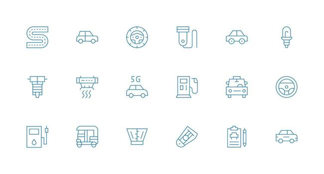 Minimal Line Style Auto Icons with 18 Vectors Organized Pack for Project Assets