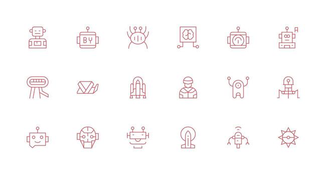 18 íconos para futurista en mínimo línea formato funcional icono serie vector