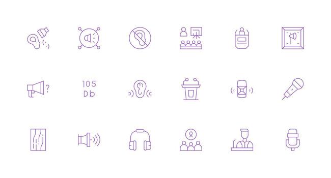 altavoz visual paquete conteniendo 18 mínimo línea íconos personalizable icono serie para móvil pantallas vector