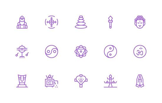 15 Spiritual Icons in Regular Line Aesthetic Icons Built for Visual Consistency Pack vector