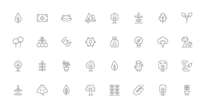 32 Thin Line Style Icons from Ecology Collection Icon Set for Web vector