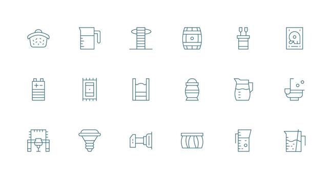 capacidad presentando 18 íconos en mínimo línea diseño píxel Perfecto icono conjunto vector