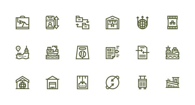 18 Strong Stroke Line Icons for Export Graphics Versatile Icon Collection for Designers vector