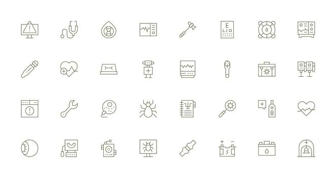 32 Delgado línea estilo íconos desde diagnóstico colección editable icono colección vector