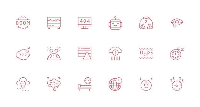 18 Minimal Line Style Icons from Downtime Collection Simplified Icon Pack for Visual Tools vector