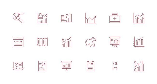 Chart Set with 18 Minimal Line Icons Dashboard Icon Series vector