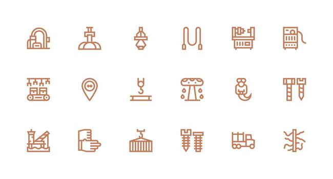 18 Strong Stroke Line Vectors for Machinery Theme Fully Editable Icon Set for Web