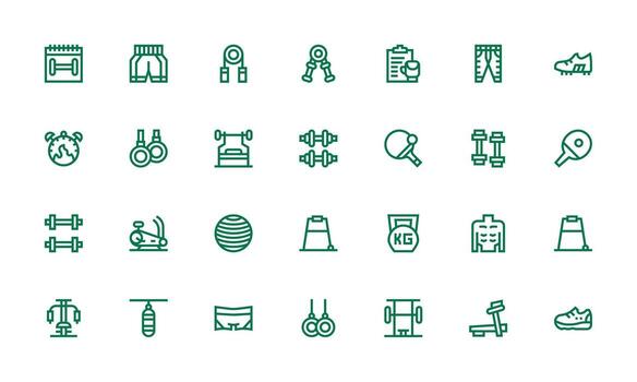 28 Bold Line Icons for Workout Graphics Clean Icon Collection for Web Use vector