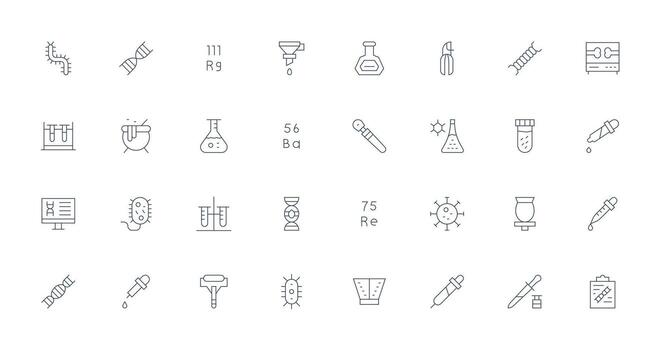 Laboratory featuring 32 Icons in Thin Line Design Neat Icon Set vector