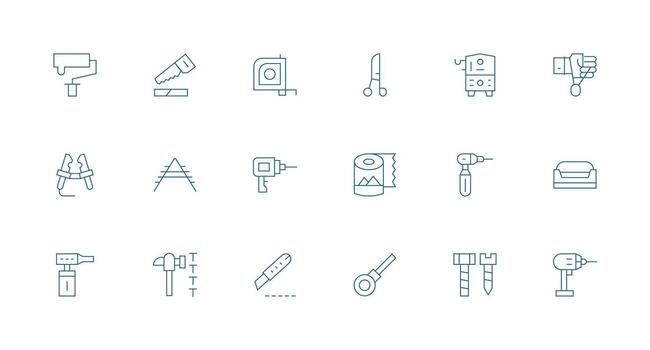 Diy Icon Set with 18 Minimal Line Graphics Editable Icon Collection vector
