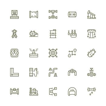 Pipeline featuring 25 Icons in Medium Stroke Outline Design Dashboard Icon Series vector