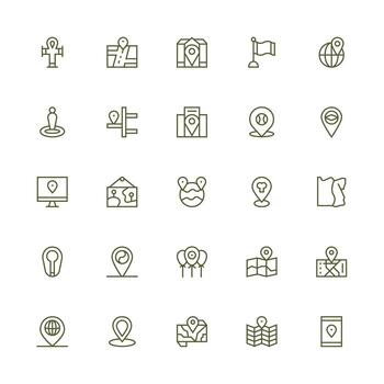 medio carrera contorno estilo sitio íconos con 25 vectores todas dispositivo compatible icono conjunto