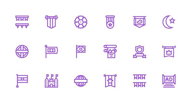 18 Icons for Banner in Strong Stroke Line Format Icon Set for Apps vector