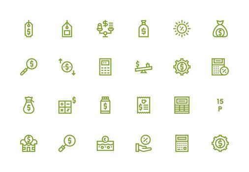 24 íconos para costo en grueso línea línea formato icono paquete para varios temas vector