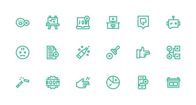 18 fuerte carrera línea estilo íconos desde fallar colección estándar icono paquete vector