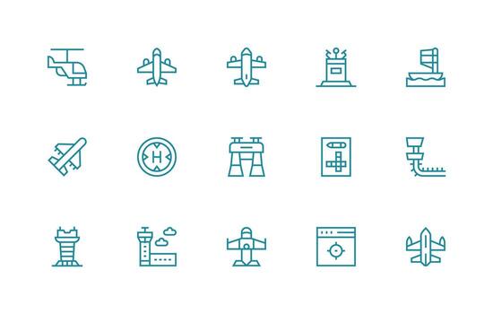 Landing Icon Set with 15 Regular Line Graphics Light Icon Series vector