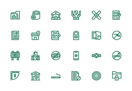 24 Icons for Restricted Access in Thick Line Line Format Interface Icons for Daily Use vector