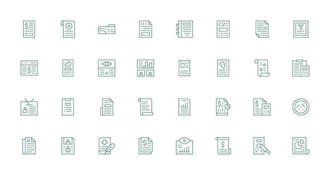 resumen diseño íconos presentando 32 en Delgado línea estilo completamente editable icono conjunto para web vector