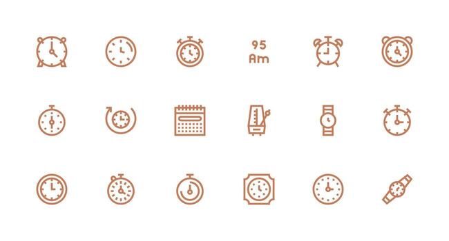 18 Icons for Timekeeping in Strong Stroke Line Format Responsive Icon Set for Flexible Layouts vector