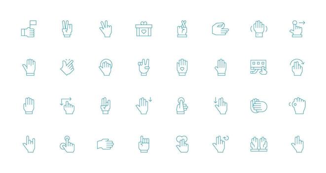 32 Icons for Gesture in Thin Line Format Icons Built for Visual Consistency Pack vector