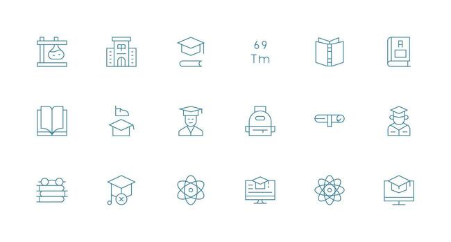 University Design Icons featuring 18 in Minimal Line Style Web Icon Collection vector