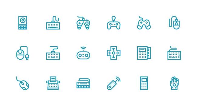 Input Device featuring 18 Icons in Strong Stroke Line Design Professional Icon Pack for Development Work vector