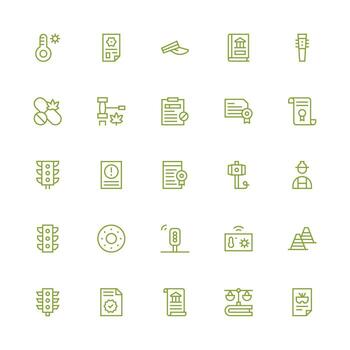 Regulation Icon Collection with 25 Medium Stroke Outline Designs Simple Icons for Interface and Wireframes vector