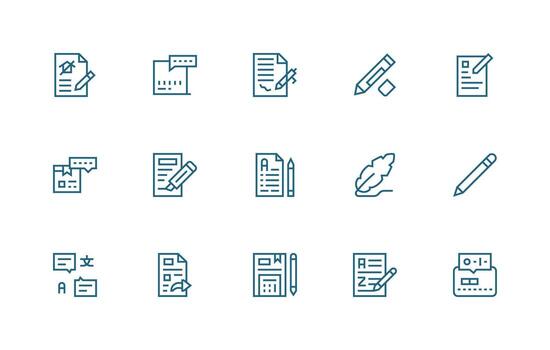 15 regular línea vectores para anotación tema web icono colección