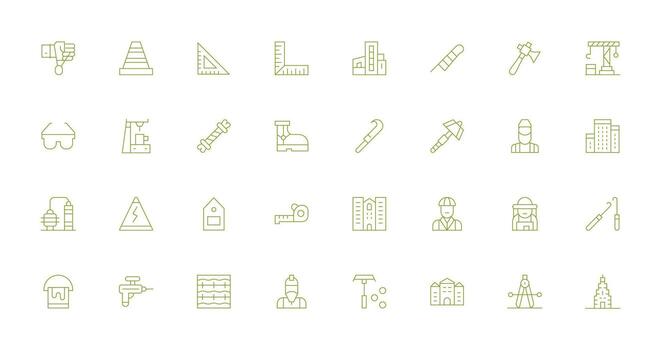 32 Icons for Construction in Thin Line Format Interface Icon Collection vector