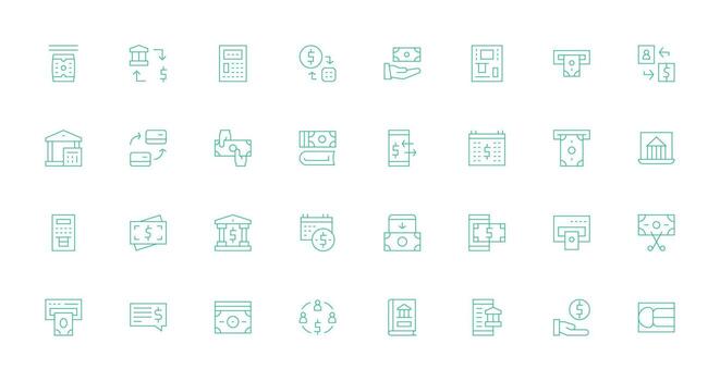 retirada diseño íconos presentando 32 en Delgado línea estilo claro y conciso icono conjunto colección vector