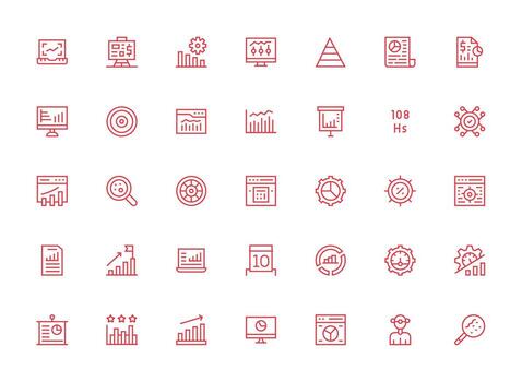 35 Icons for Metrics in Regular Clean Line Format Clean Icon Pack vector