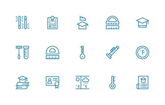 Regular Line Style Degree Icons with 15 Vectors Core Icon Collection for Daily Tasks